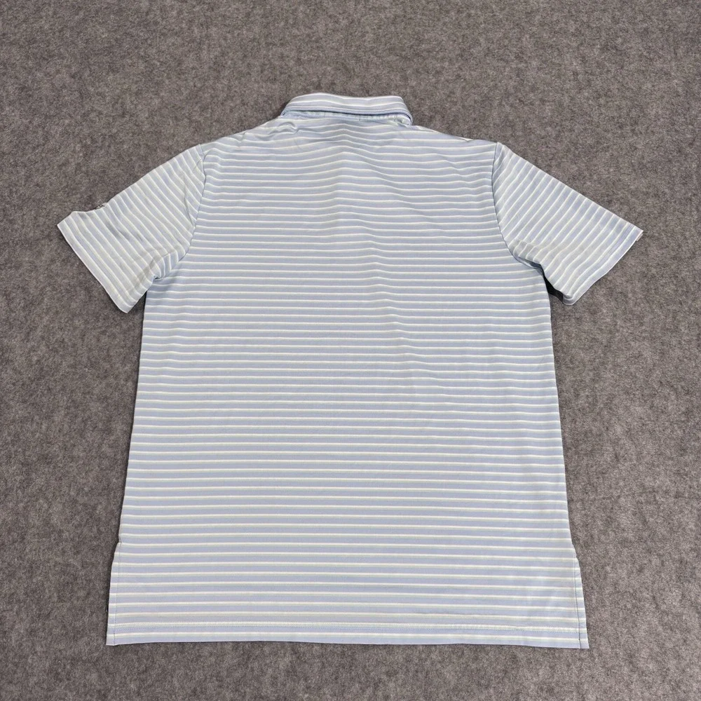 Ralph Lauren RLX Polo Shirt Mens Light Blue Striped Short Sleeve Golf Size L
